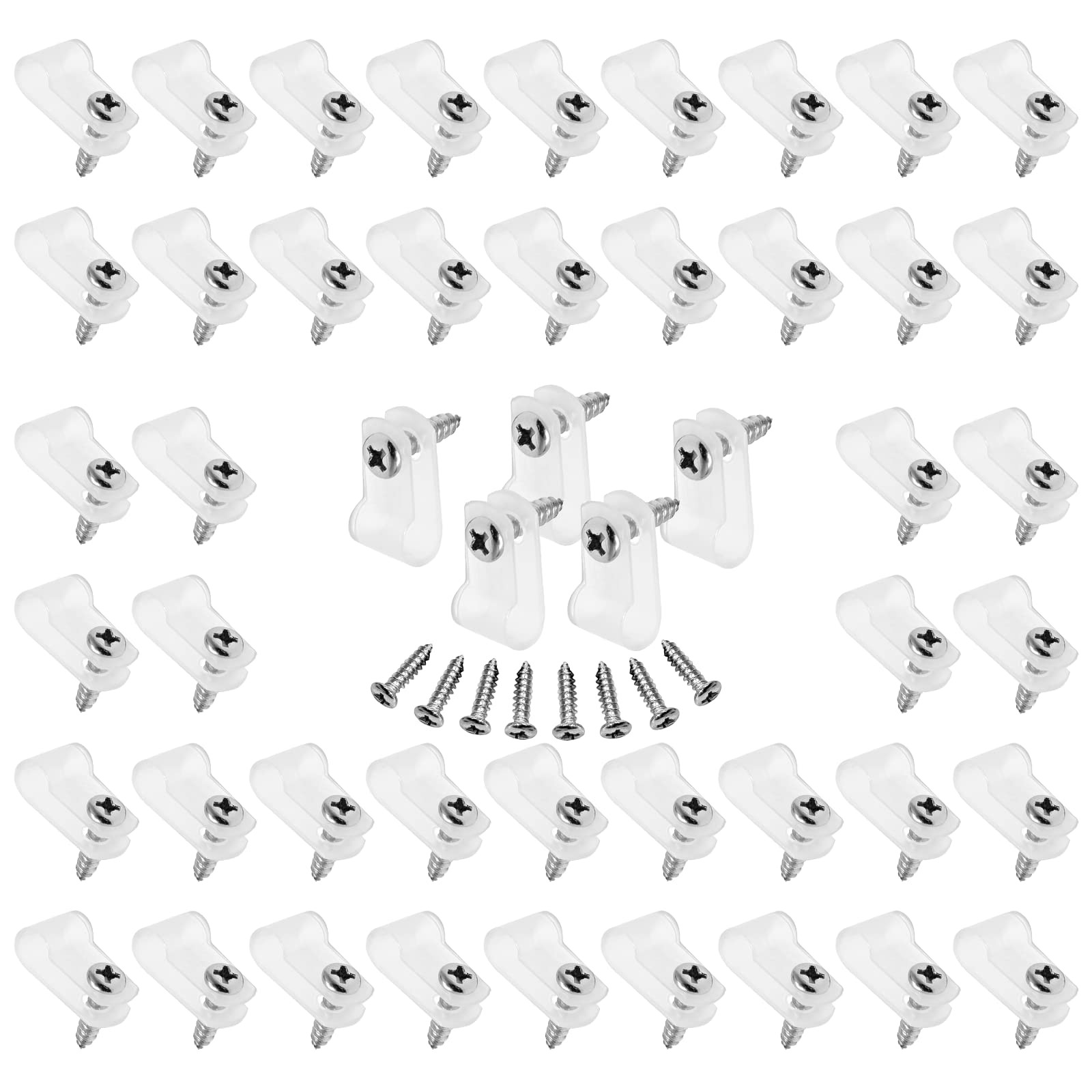 60Pcs 1/4 Inch Nylon Cable Clamps R-Type Wire Clips White with Screws