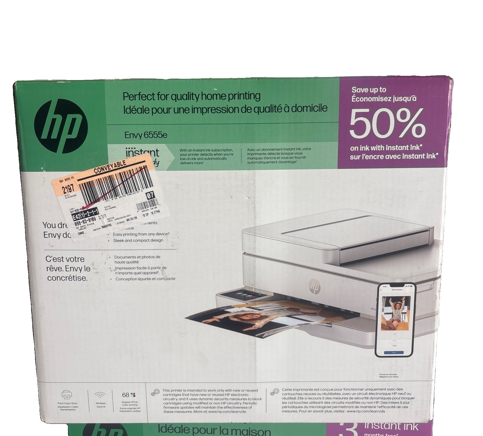 HP Envy 6555e Wireless All-in-One Color Printer Scanner Copier with Instant Ink