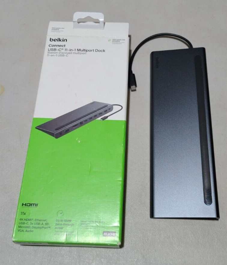 Belkin Connect 100W PD USB-C 11-in-1 Multiport Dock w/ 4K HDMI, VGA, DisplayPort