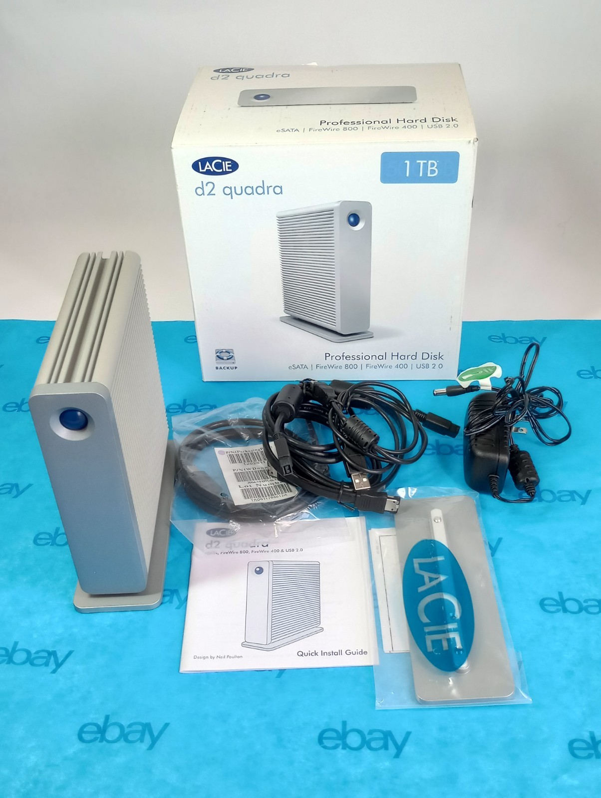 LaCie d2 Quadra 1TB External HDD USB FW800 eSATA Boxed Tested
