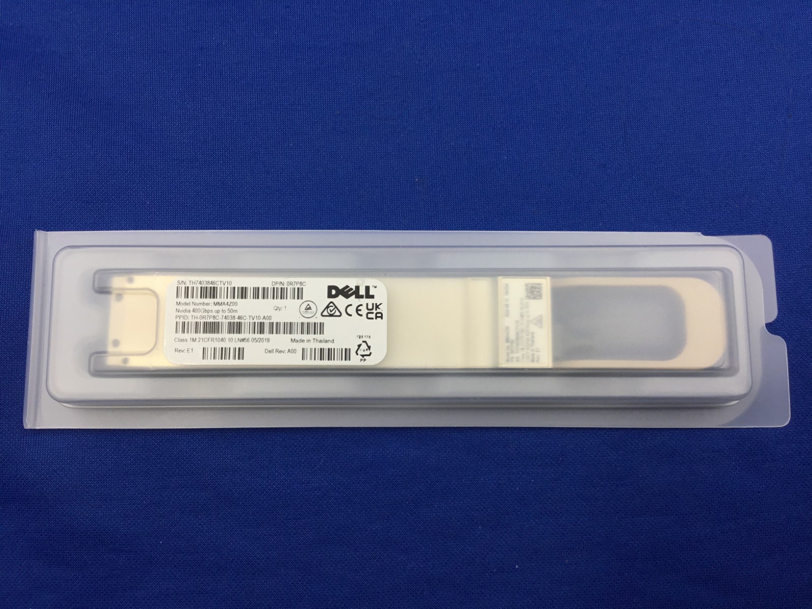 Dell  R7P8C NVIDIA 400Gb/s Single-port OSFP, 400Gb/s Multimode SR4 MMA4Z00-NS400