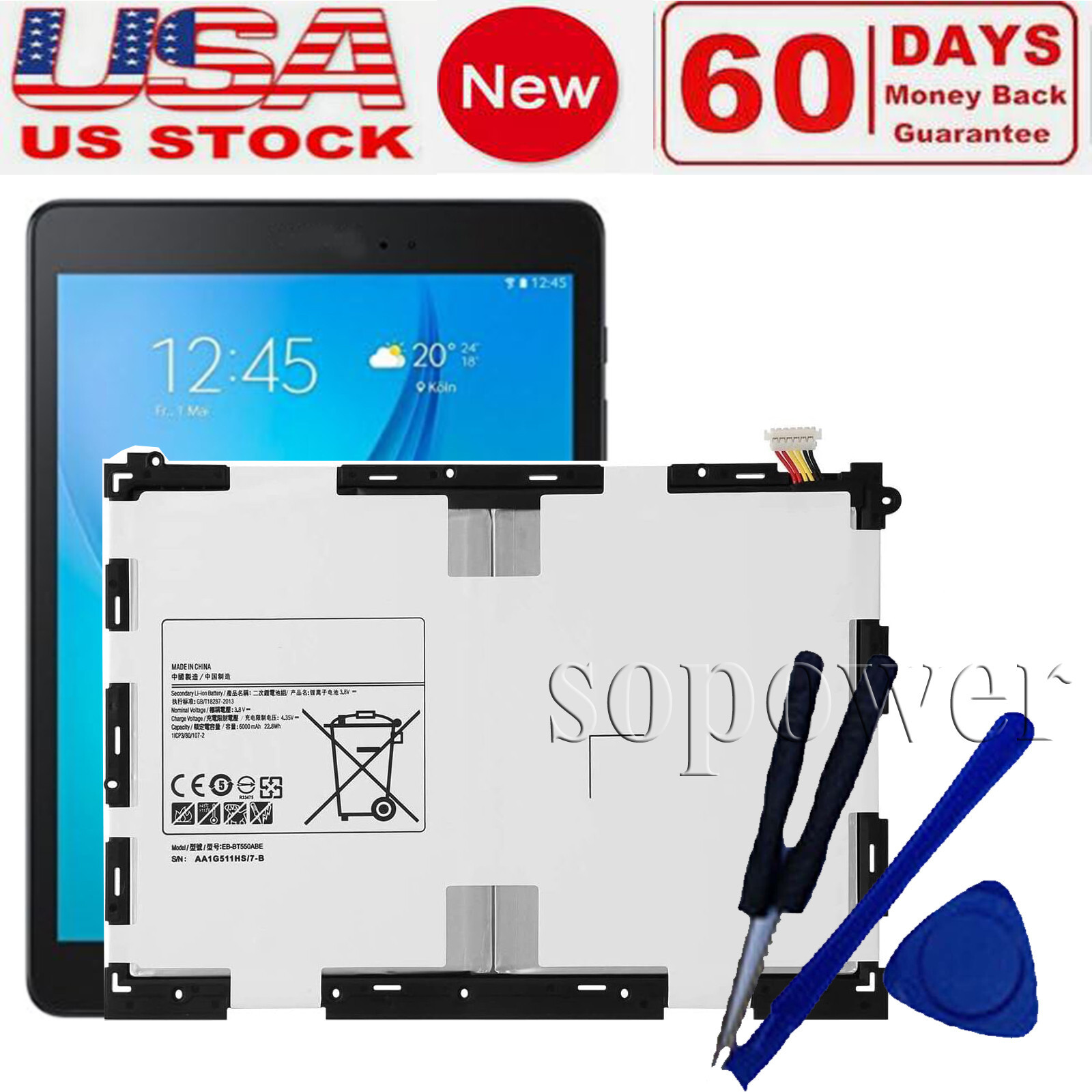 Replacement Internal 6000MAH Battery for Samsung Galaxy TAB A 9.7" EB-BT550ABE