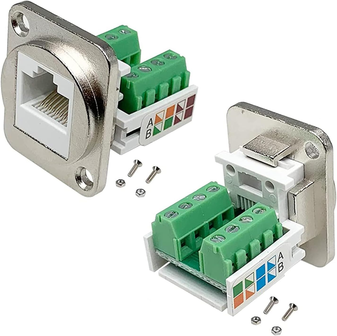 PENGLIN 2PCS RJ45/8P8C CAT5E Panel Mount Screw Terminal Adapter Solderless