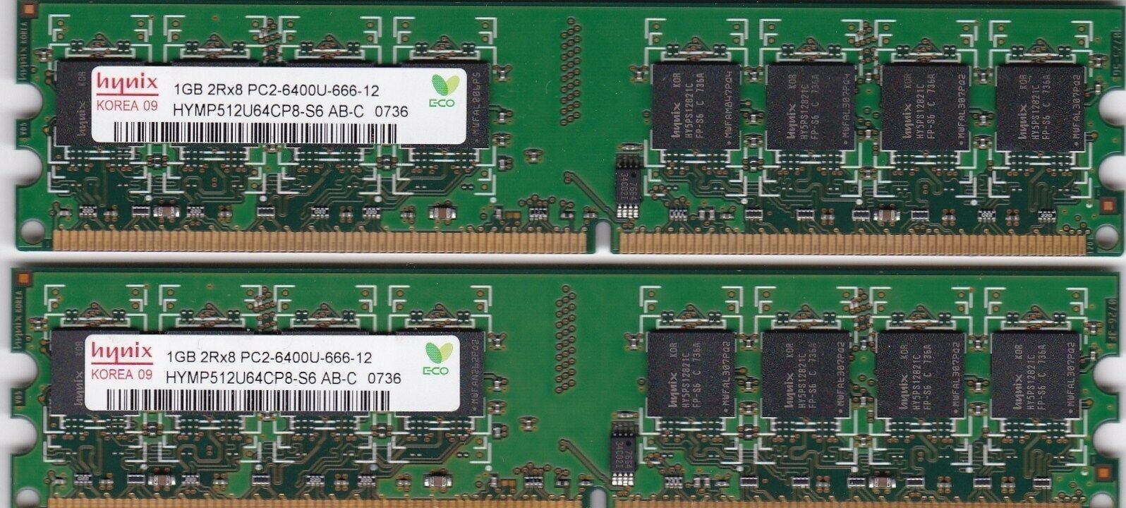 2GB 2x1GB DDR2-800 PC2-6400 DESKTOP RAM MEMORY KIT HYNIX HYMP512U64CP8-S6 AB-C