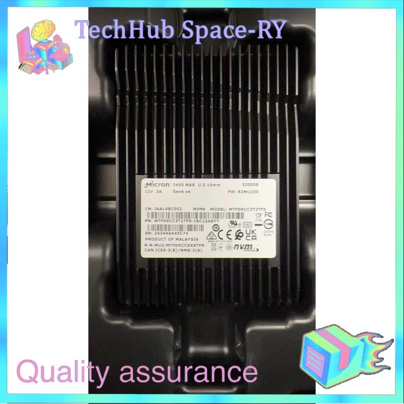 New Micron MTFDKCC3T2TFS-1BC1ZABYY 7450 MAX 3.2TB NVMe Gen4x4 U.3 15mm SSD