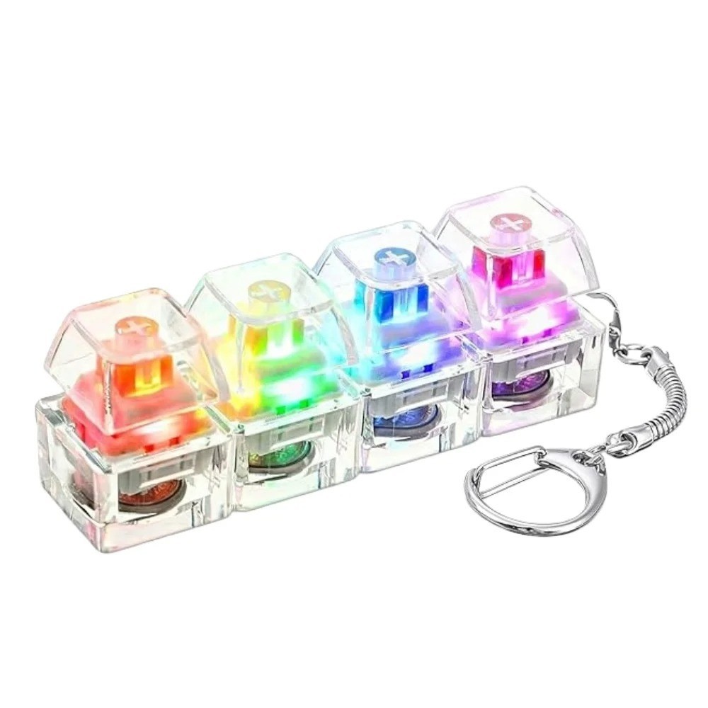 4 Keys Luminous Keyboard Keychain Toy Gift Stress Relief Fidget LED Keyboard