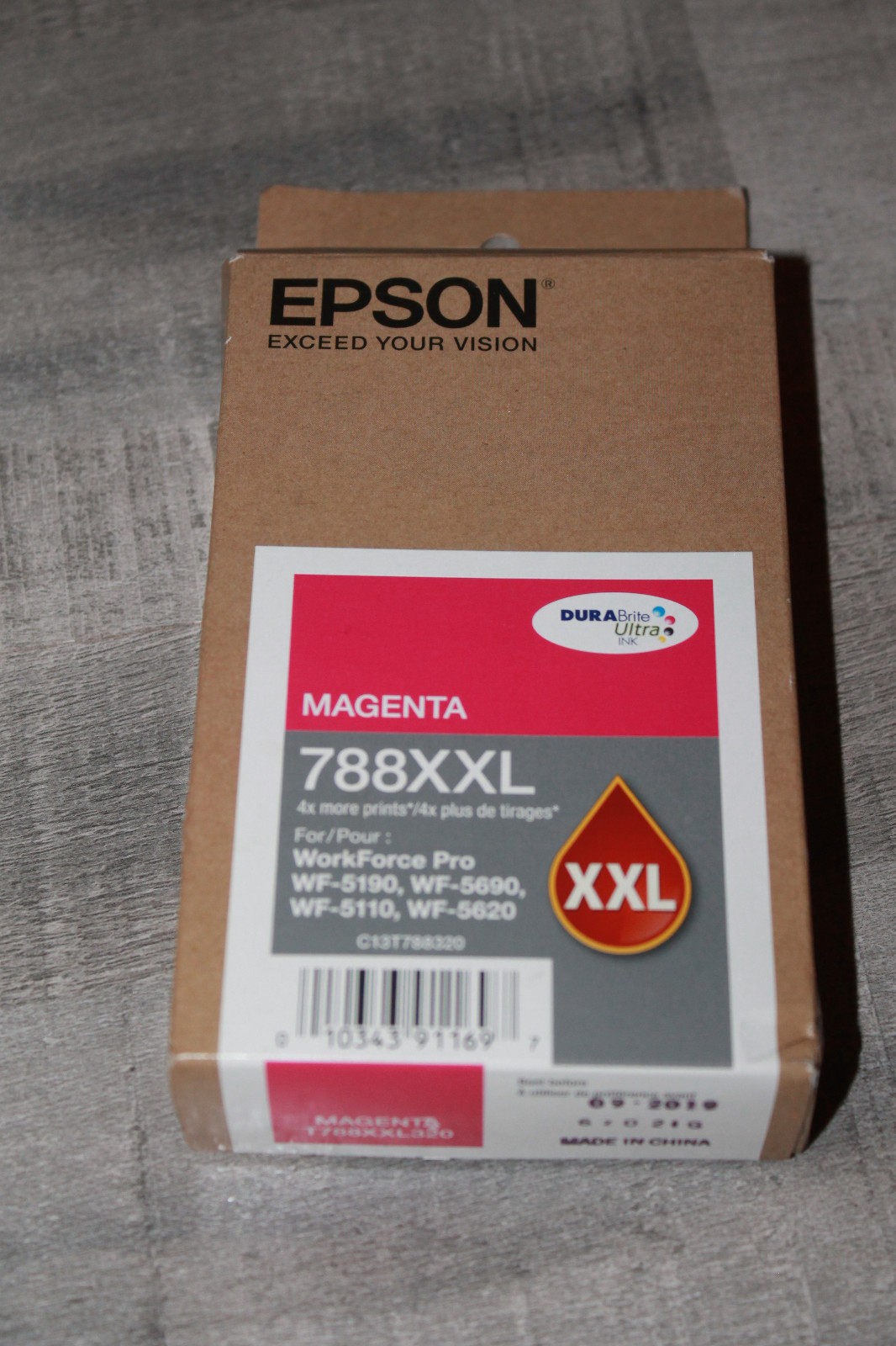 Genuine Epson 788XXL Magenta Ink T788XXL320 XXL DURABrite Expired 9/2019