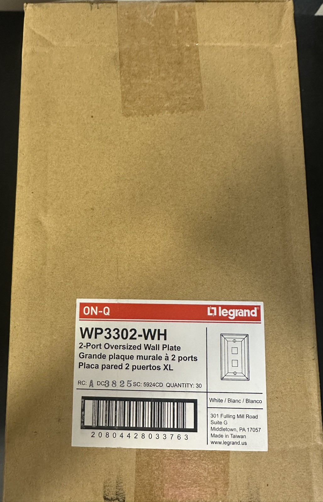 Legrand WP3302-WH  2-Port Wall Plate - Sealed Total 30ea