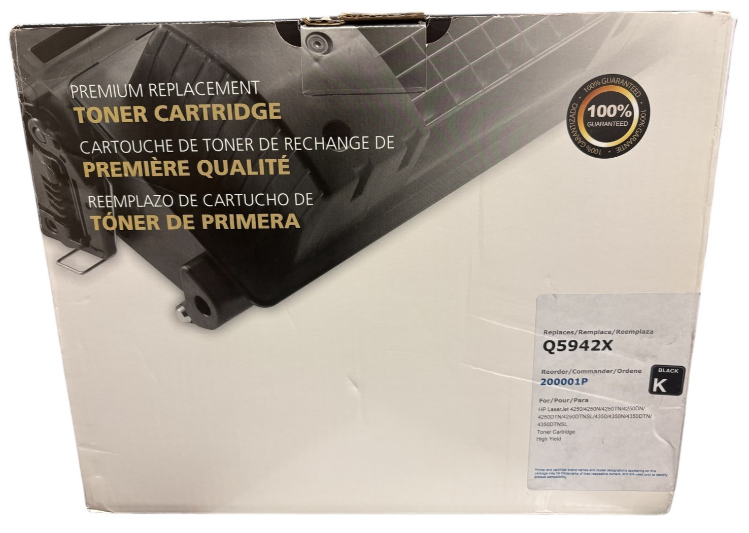 PREMIUM REPLACEMENT Black Toner Cartridge Q5942X Compatible HP 4250,4350 Series