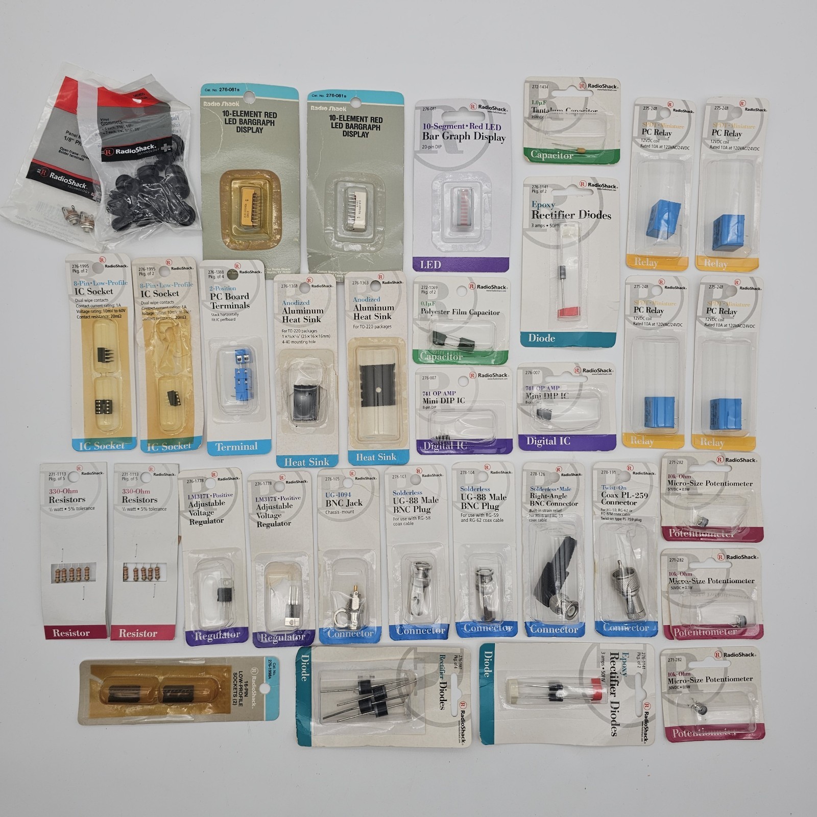 Lot Of 32 Vtg Radio Shack Electronic PC Parts Miscellaneous Components NOS List