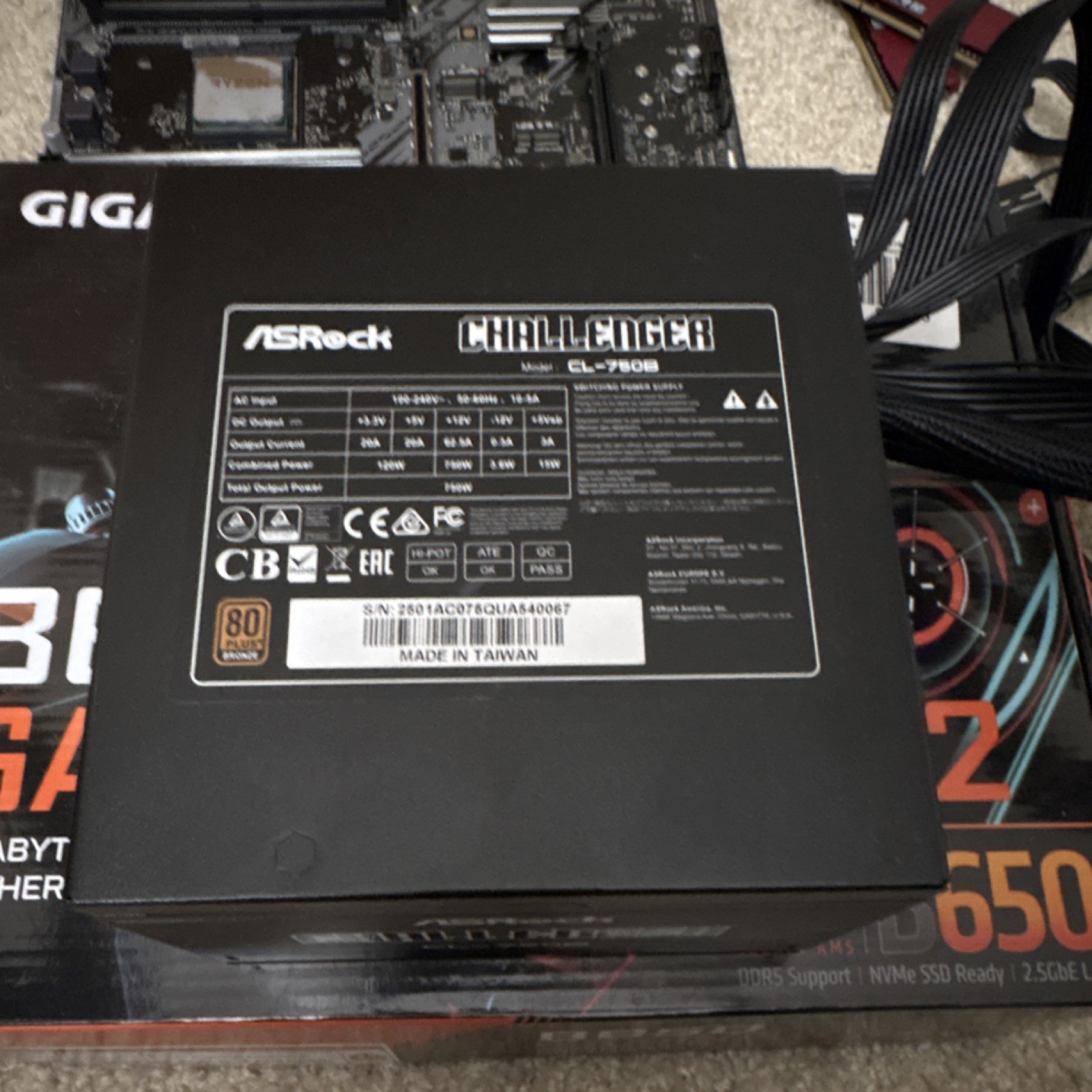 ASRock Challenger CL-750B 750W ATX Power Supply Black 80 Plus Bronze 1 Fan