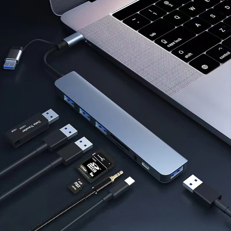 7/8 Port USB-C Hub Adapter - 5G Speed Multi Splitter for PC, Laptop & MacBook US