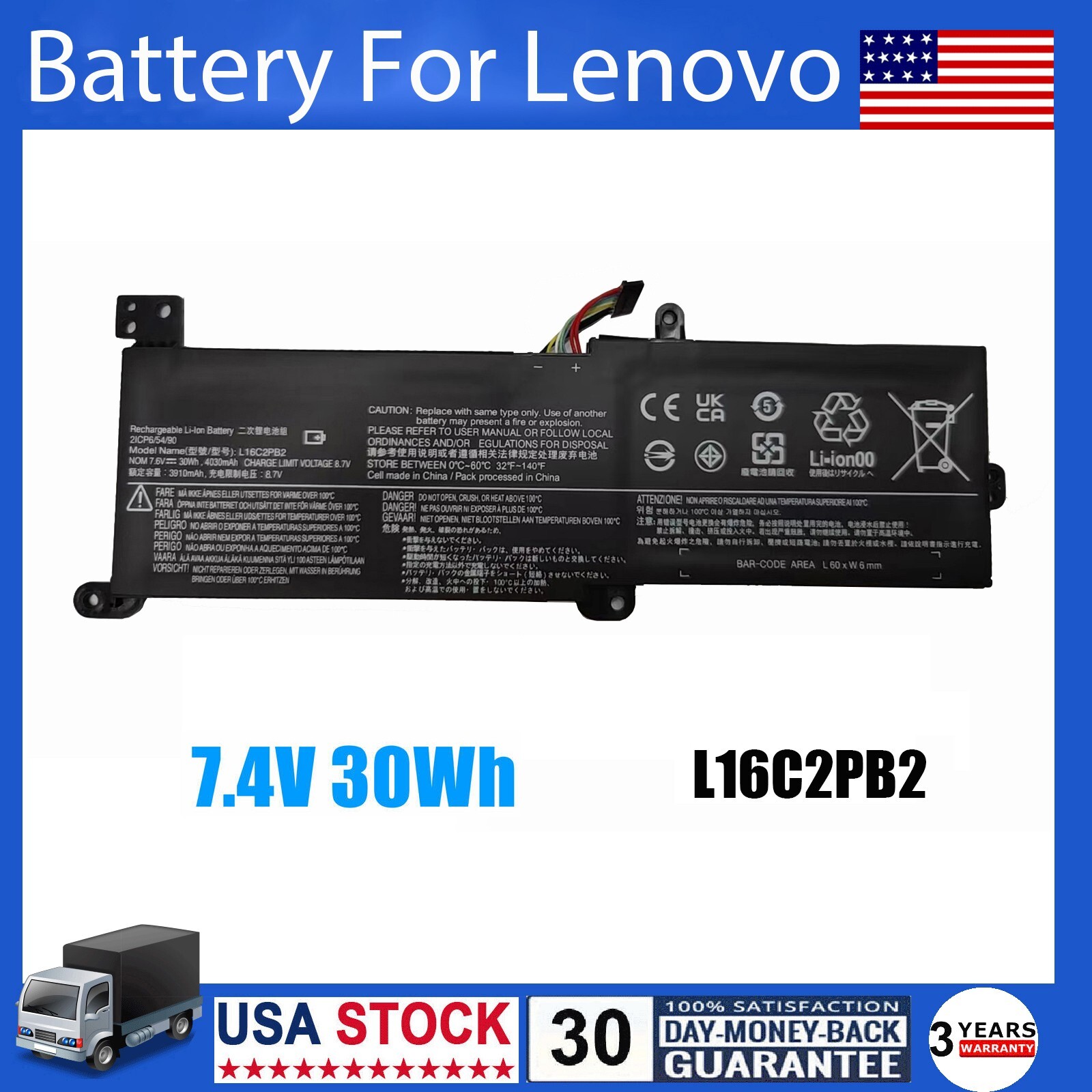 L16C2PB2 L16M2PB1 Laptop Battery for Lenovo IdeaPad 320 Series L16L2PB2 L16L2PB1