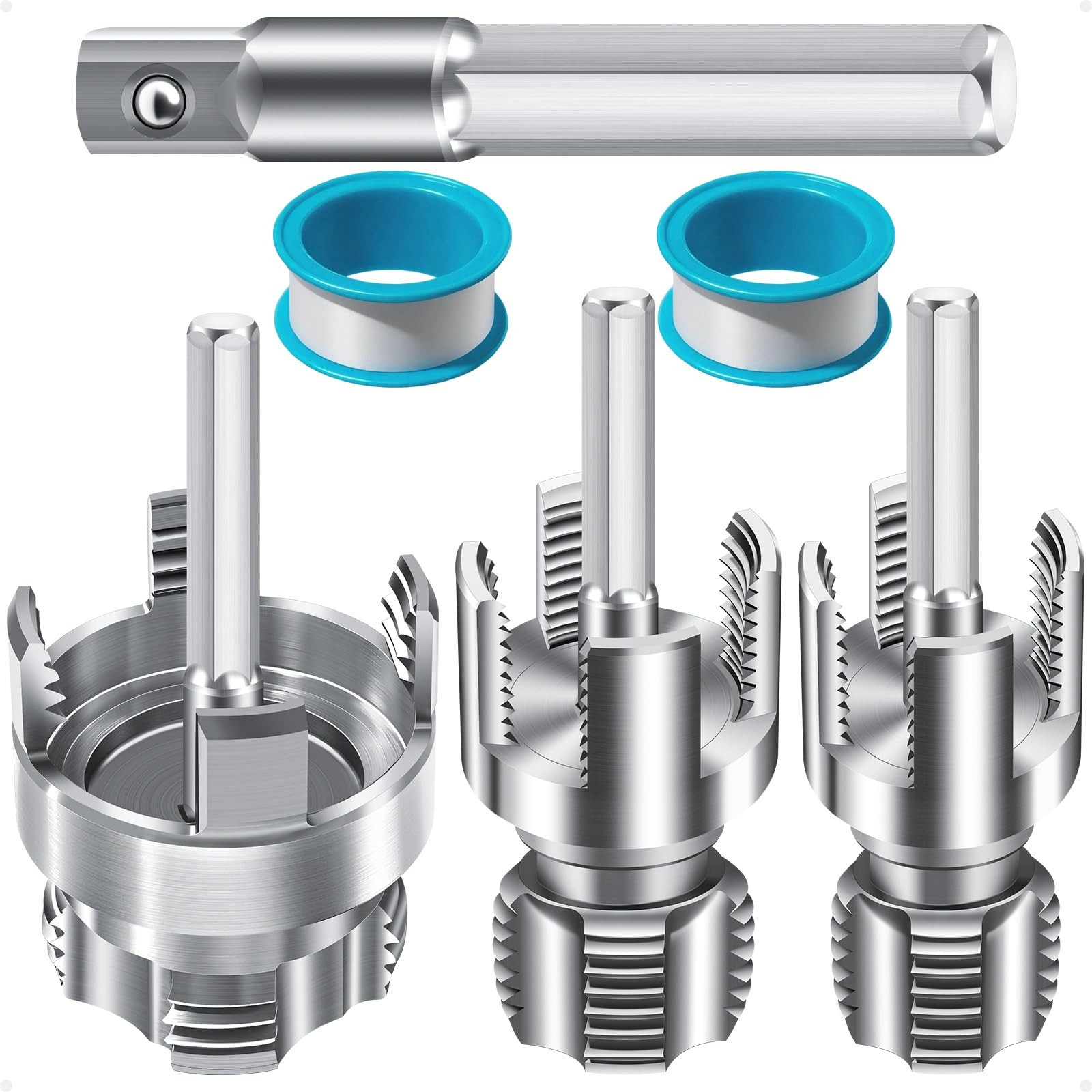 3PCS Internal & External Pipe Threading Tool Set, 1/2'' 3/4'' 1'' PVC Plastic Pi