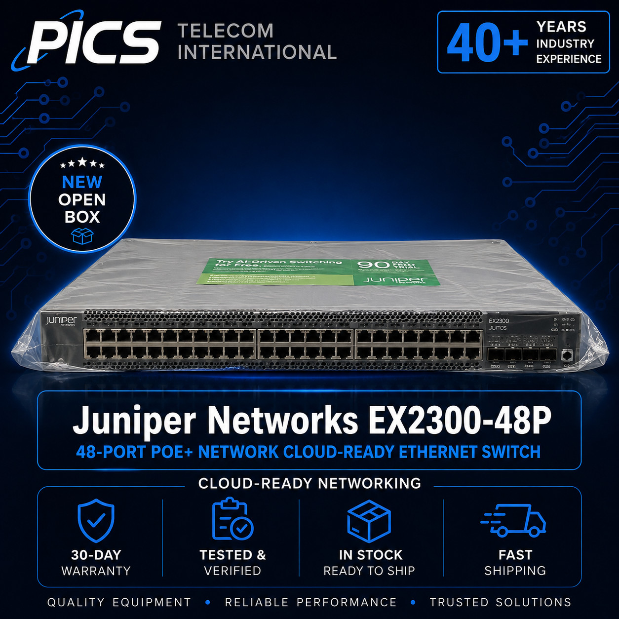 Juniper Networks EX2300-48P 48-Port PoE+ Network Cloud-Ready Ethernet Switch
