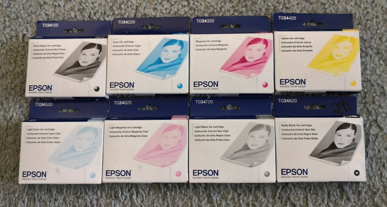 2016/2018 GENUINE 8 SET NIB T034 EPSON INK STYLUS 2200 T0341-T0344-T0345-T0346