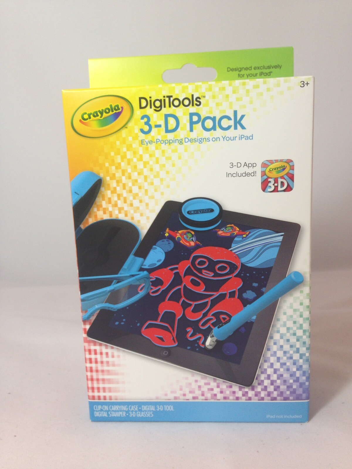 Crayola DigiTools 3-D Pack&Case For iPad IOS 4.3 or higher 3-D Glasses NIB 