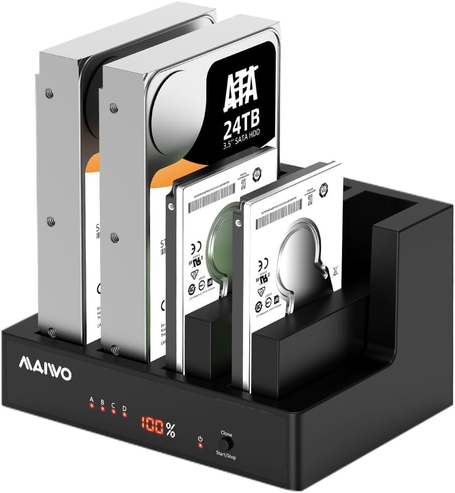 MAIWO 4 Bay Hard Drive Docking Station with Offline Cloning, External Hard Dr...