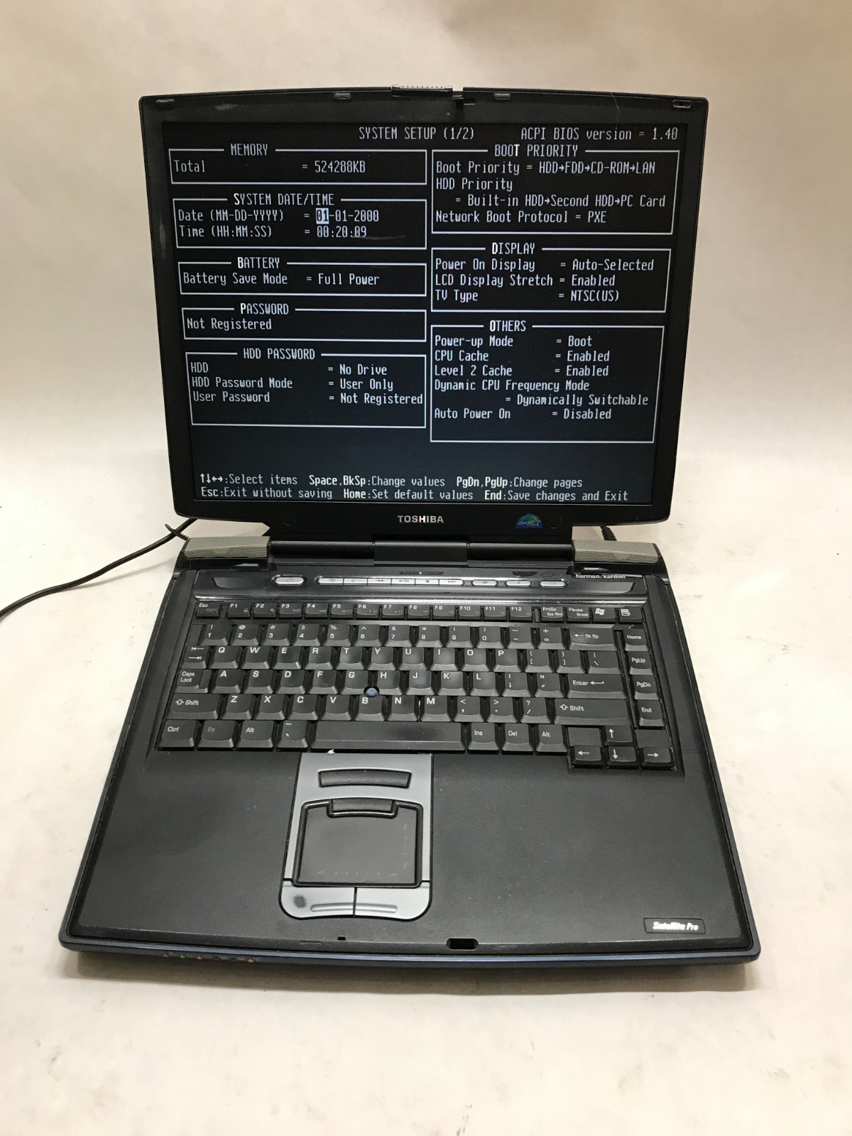 Toshiba M15-S405 15" Laptop Intel Centrino 512MB RAM NO HDD/OS Boots To BIOS -DW