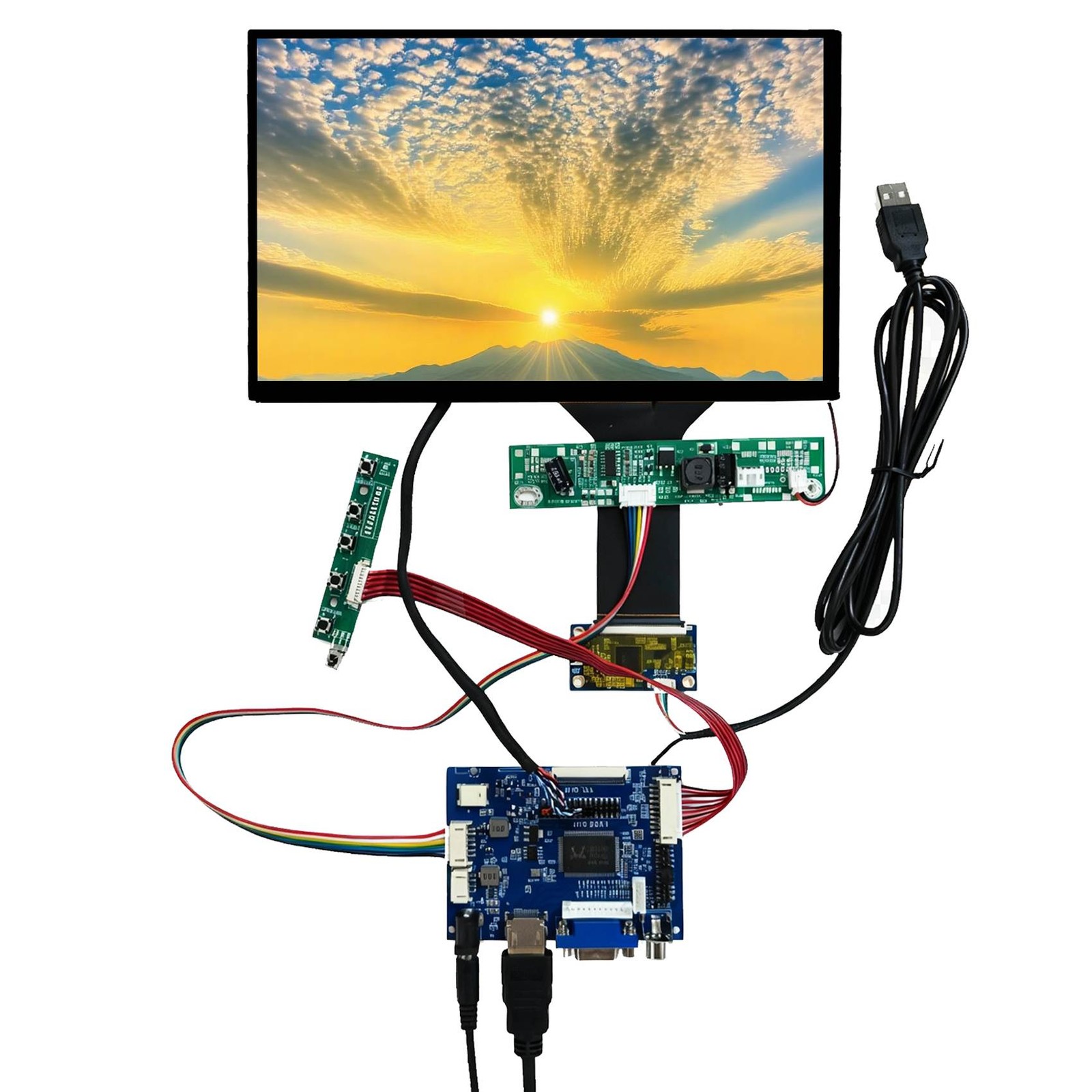 HD VGA AV LCD Controller Board 10.1" 1280X800 1000nit Capacitive Touch LCD Panel