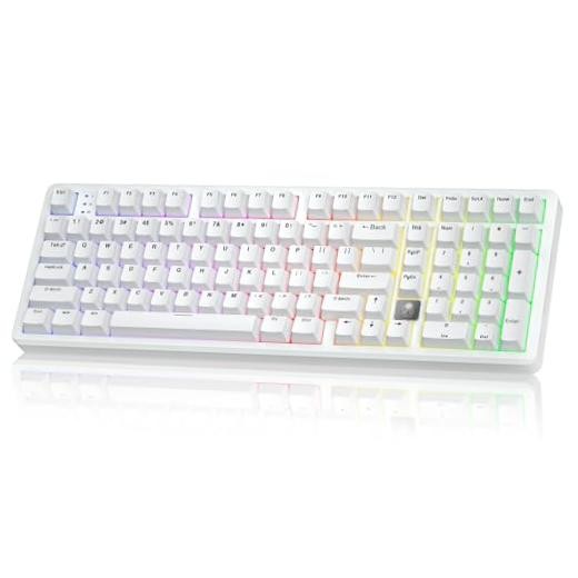 LEOBOG HI98C Pro Wireless Mechanical Gaming Keyboard, Tri-Mode White