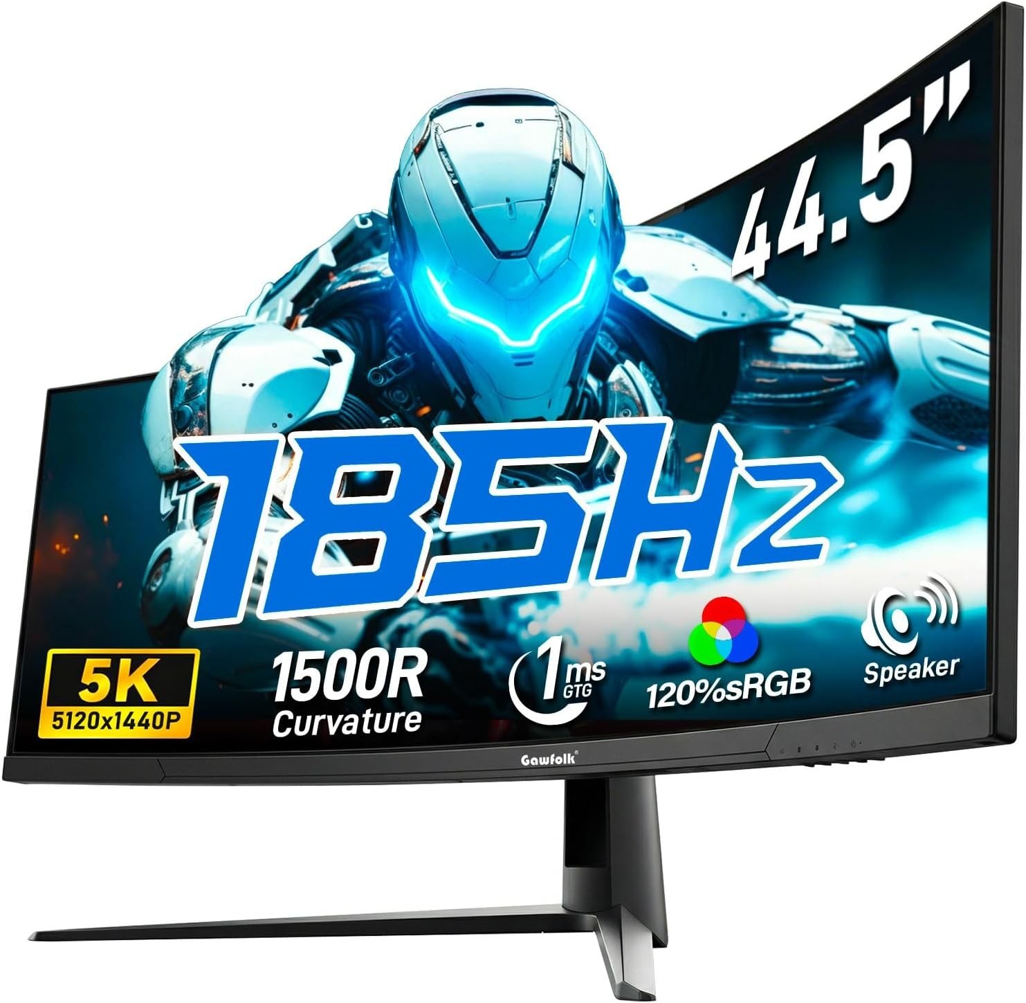 Immersive 44.5 Inch Curved Monitor - Dual QHD 5120x1440 with Built-in Speakers