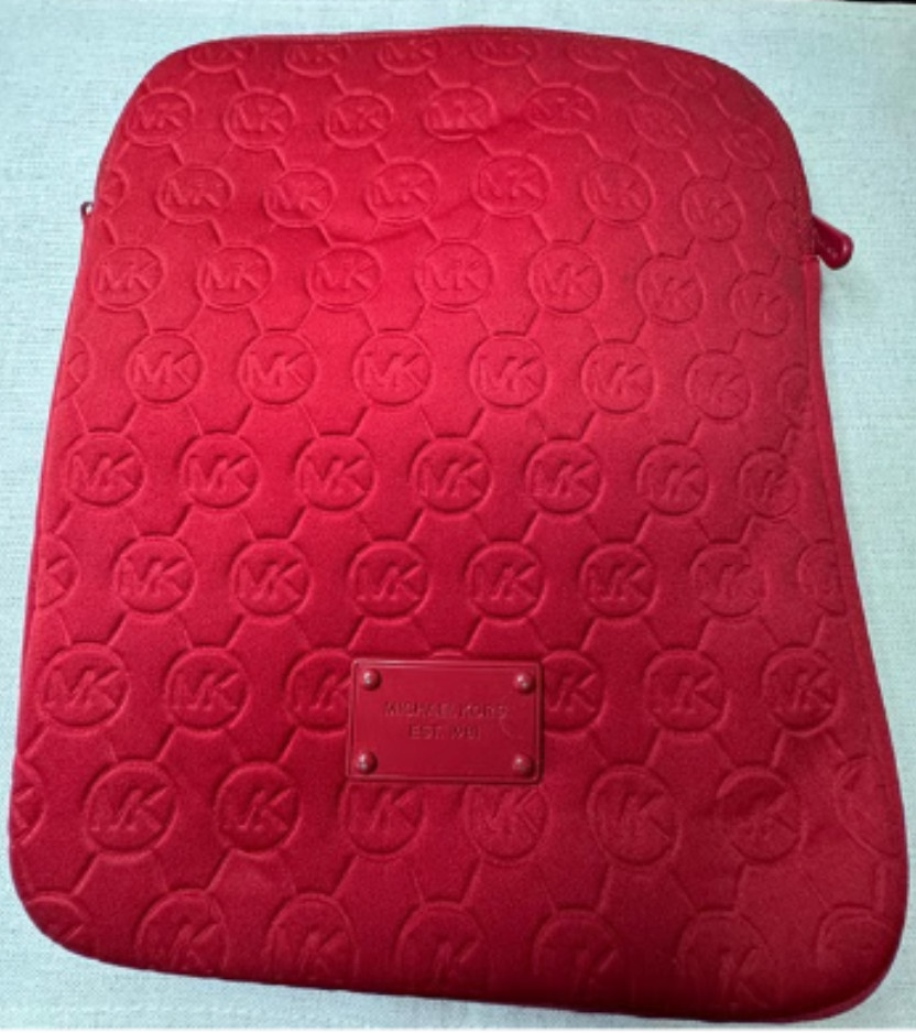 Michael Kors Red Embossed Logo Neoprene iPad Tablet Electronics Case Cover