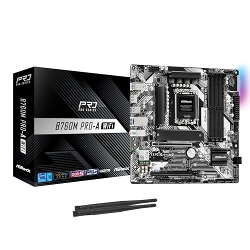 ASRock Motherboard B760M Pro-A WiFi Intel CPU LGA1700 B760 DDR5 Micro ATX