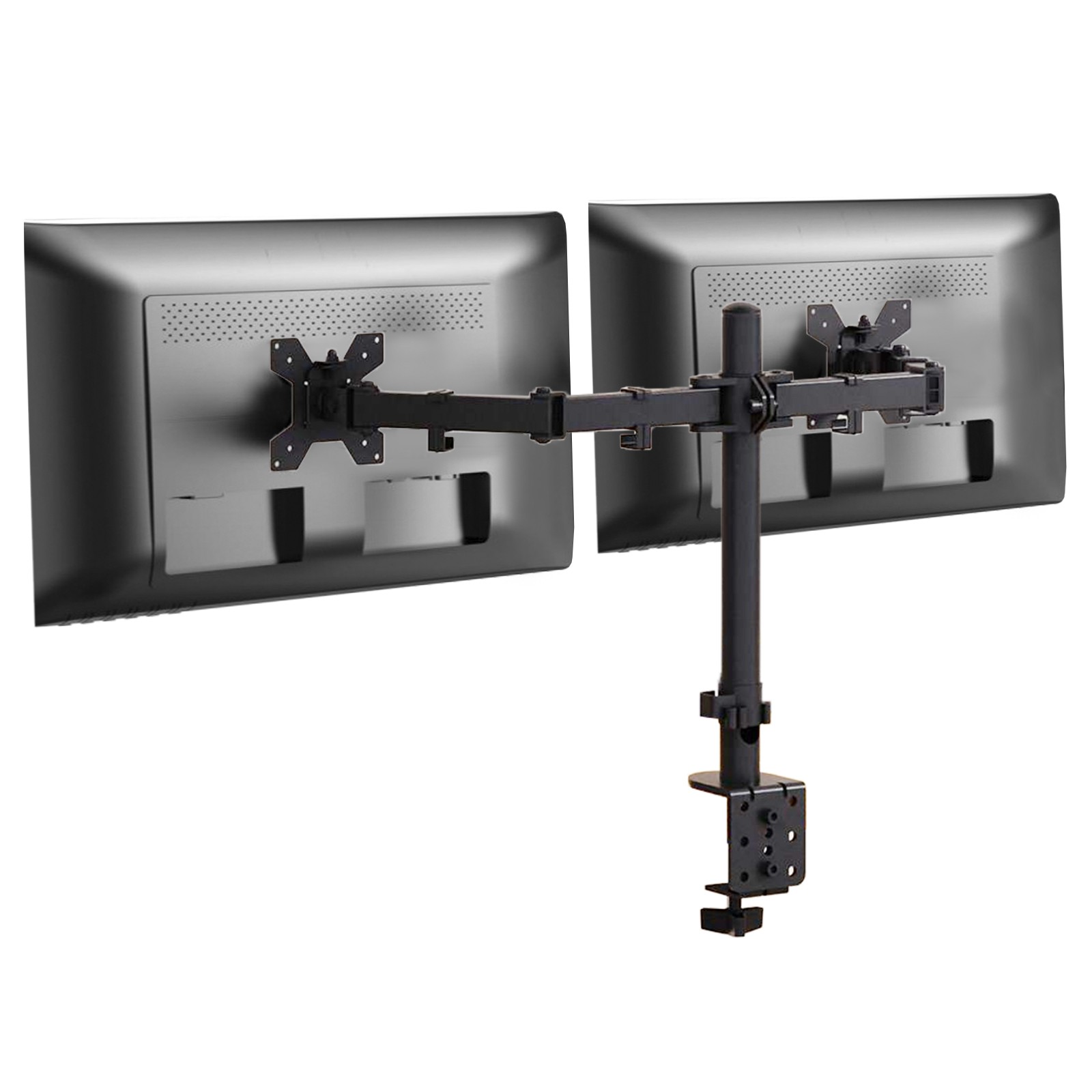 Double Dual Display Computer Monitor Arm Mount Desk Stand 17"-27" Screen LED LCD