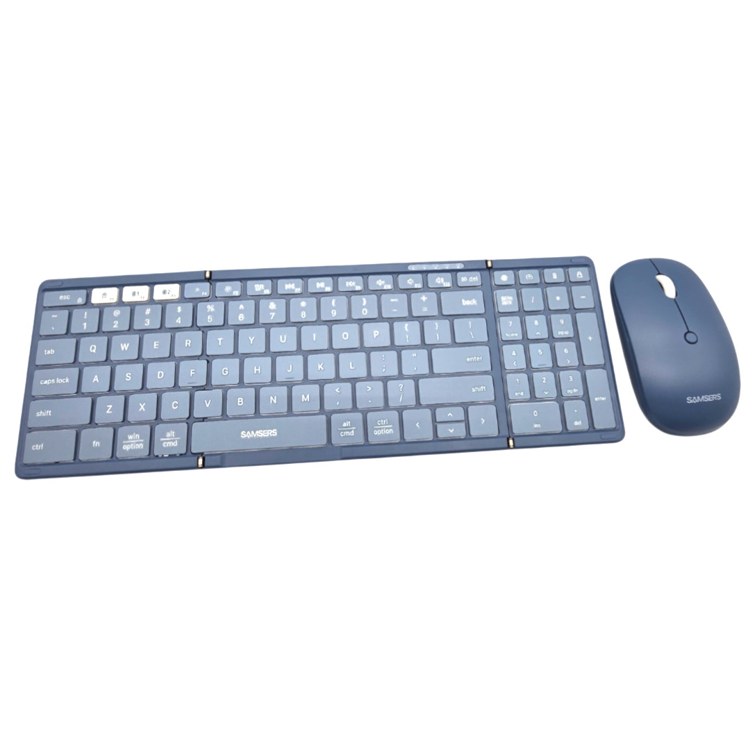 Samsers Foldable Bluetooth Keyboard Mouse Combo 2.4G BT5 Travel Full Size