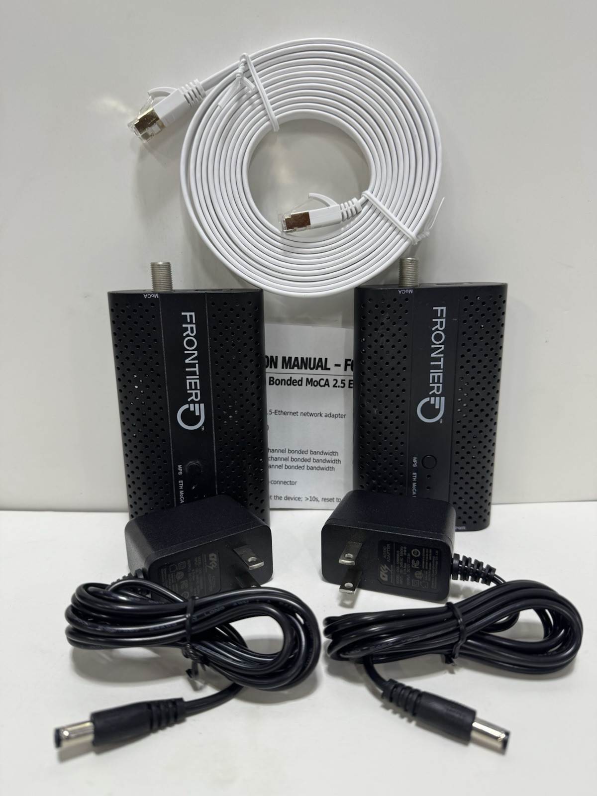 2 PACK - Frontier FCA252 MoCA 2.5 Ethernet Network Adapter + Power + CAT7 Cable