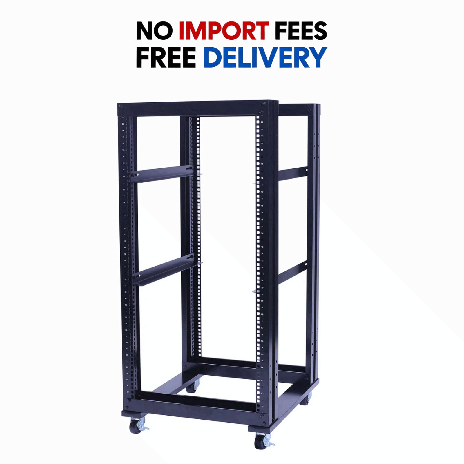 22U 4 Post Open Frame 19inch Data Network It Server/Audio Rack 31" Deep UL