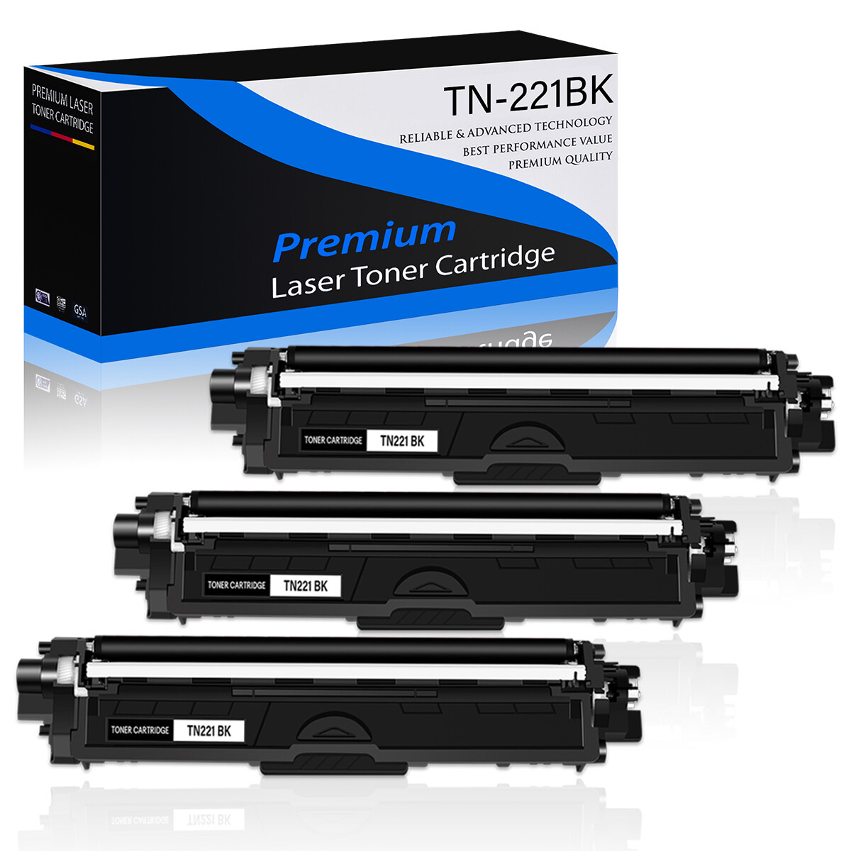 3PK TN221 Black Toner Cartridge TN221BK for Brother MFC-9330CDW MFC-9340CDW