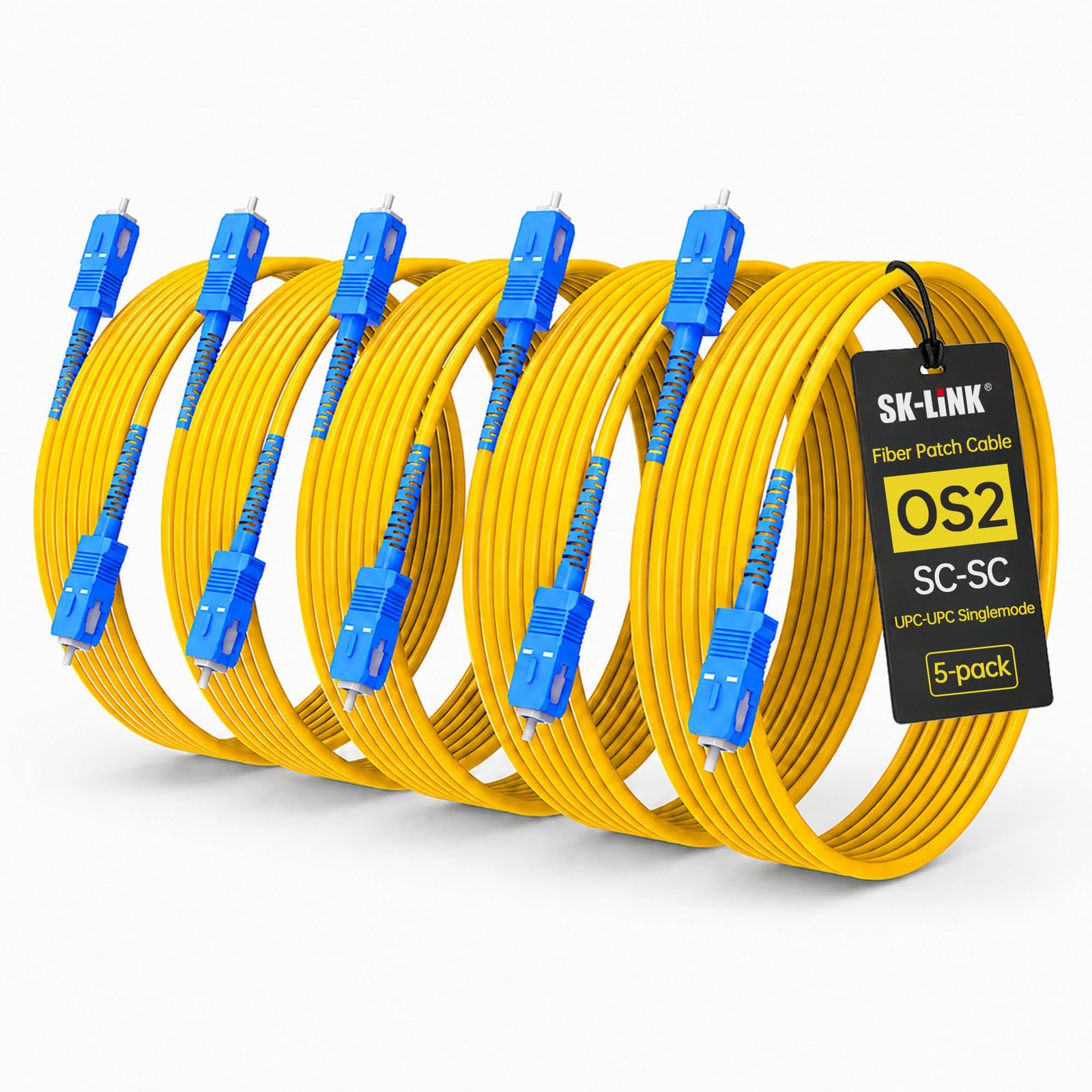 Sk-Link Fiber Optic Cable, SC/UPC-SM 3m/10ft 5-Pack