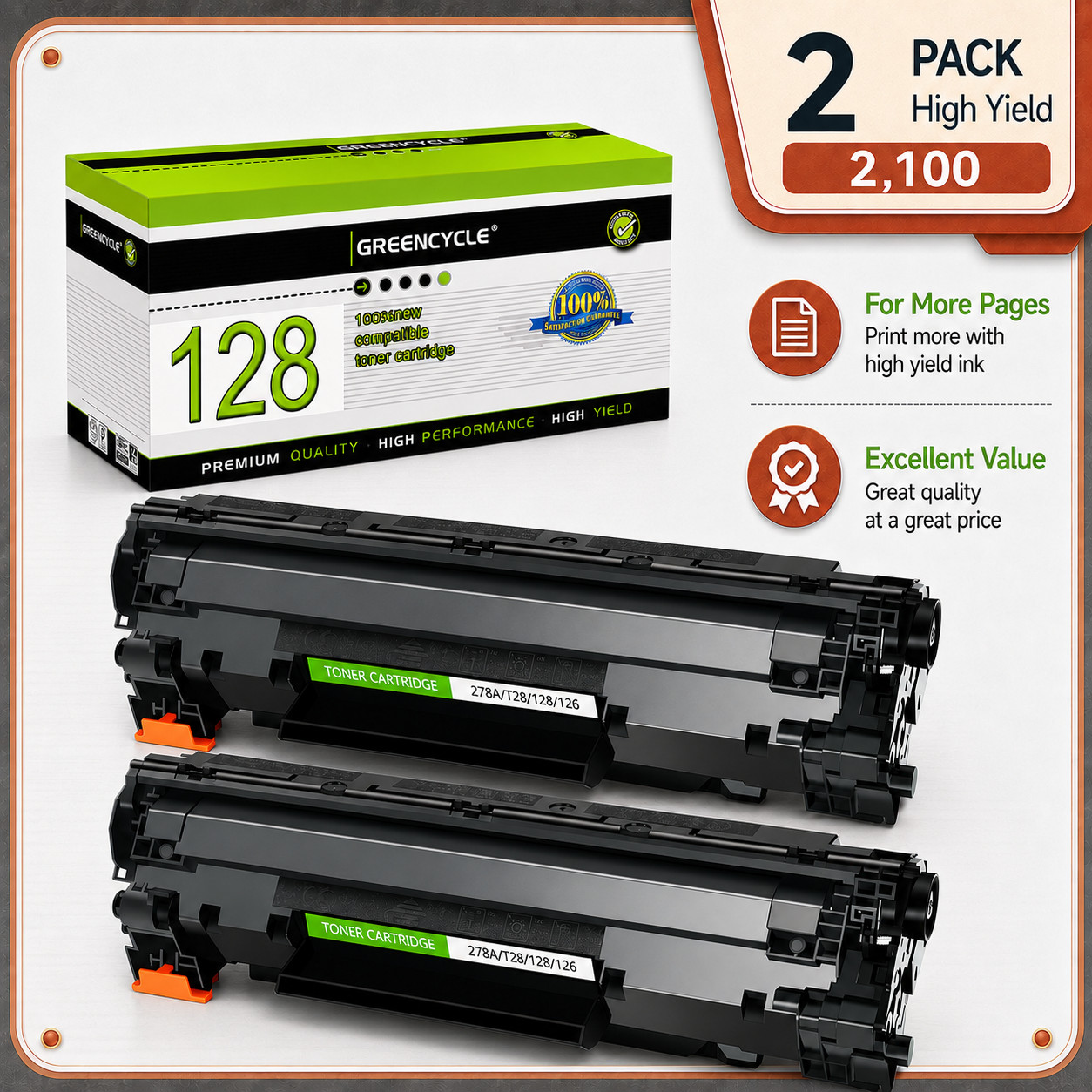 2PK 128 Toner Fits Canon Printer Imageclass MF4580dn MF4770n MF4880dw MF4890dw