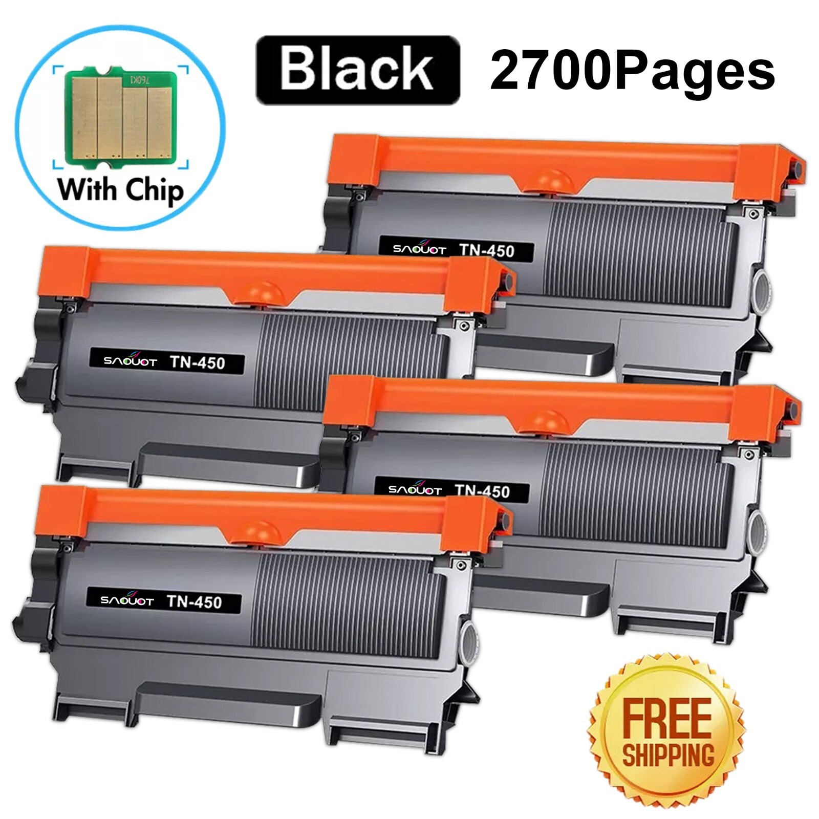 4PK TN450 Toner Cartridge For Brother HL-2270DW HL-2275DW HL-2280DW MFC-7240