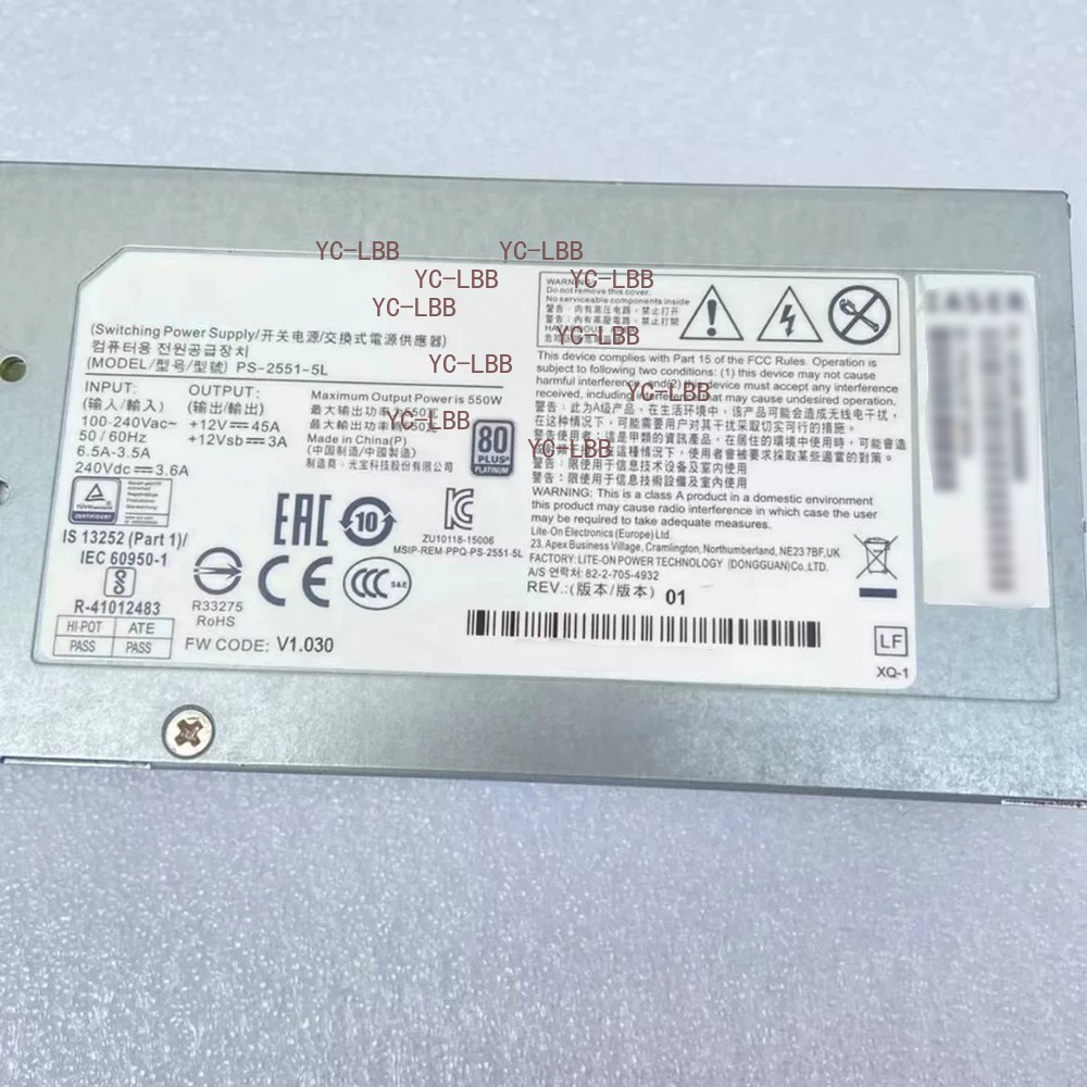 1 Pc. For PS-2551-5L 550W Server Power Supply Switching PSU High Efficiency