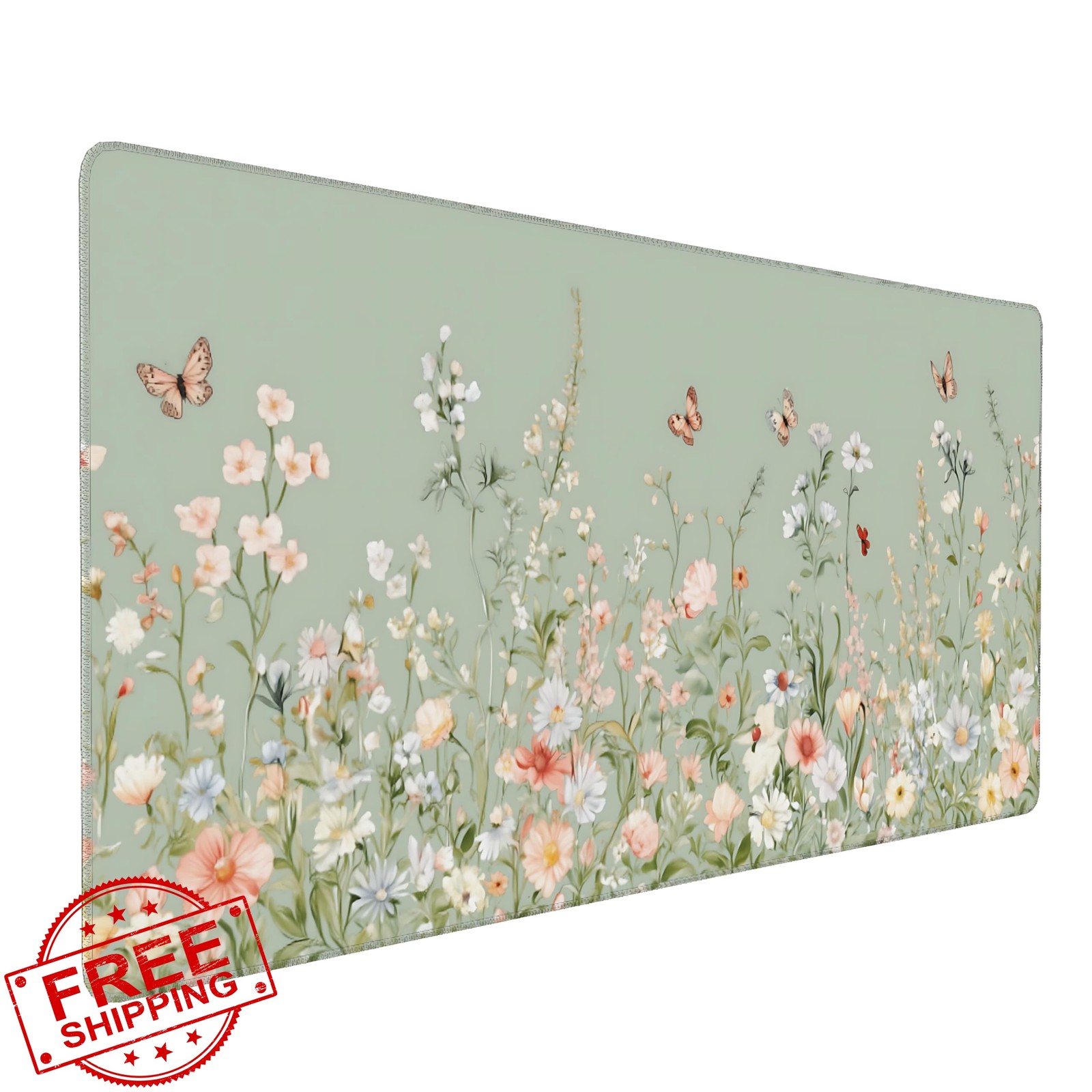 Cute Floral Aesthetic Wildflower Gaming Mouse Pad, Sky Blue Macaron Desk Mat ...
