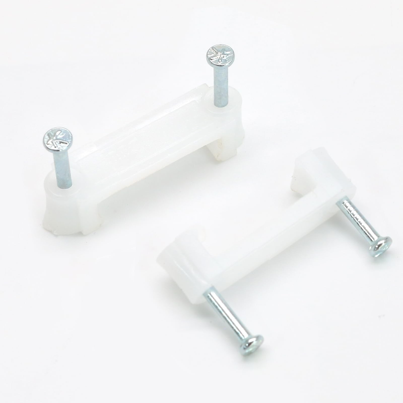 100 PCS 14mm White Cable Wire Clips Two Steel Nails NailIn Management Wall