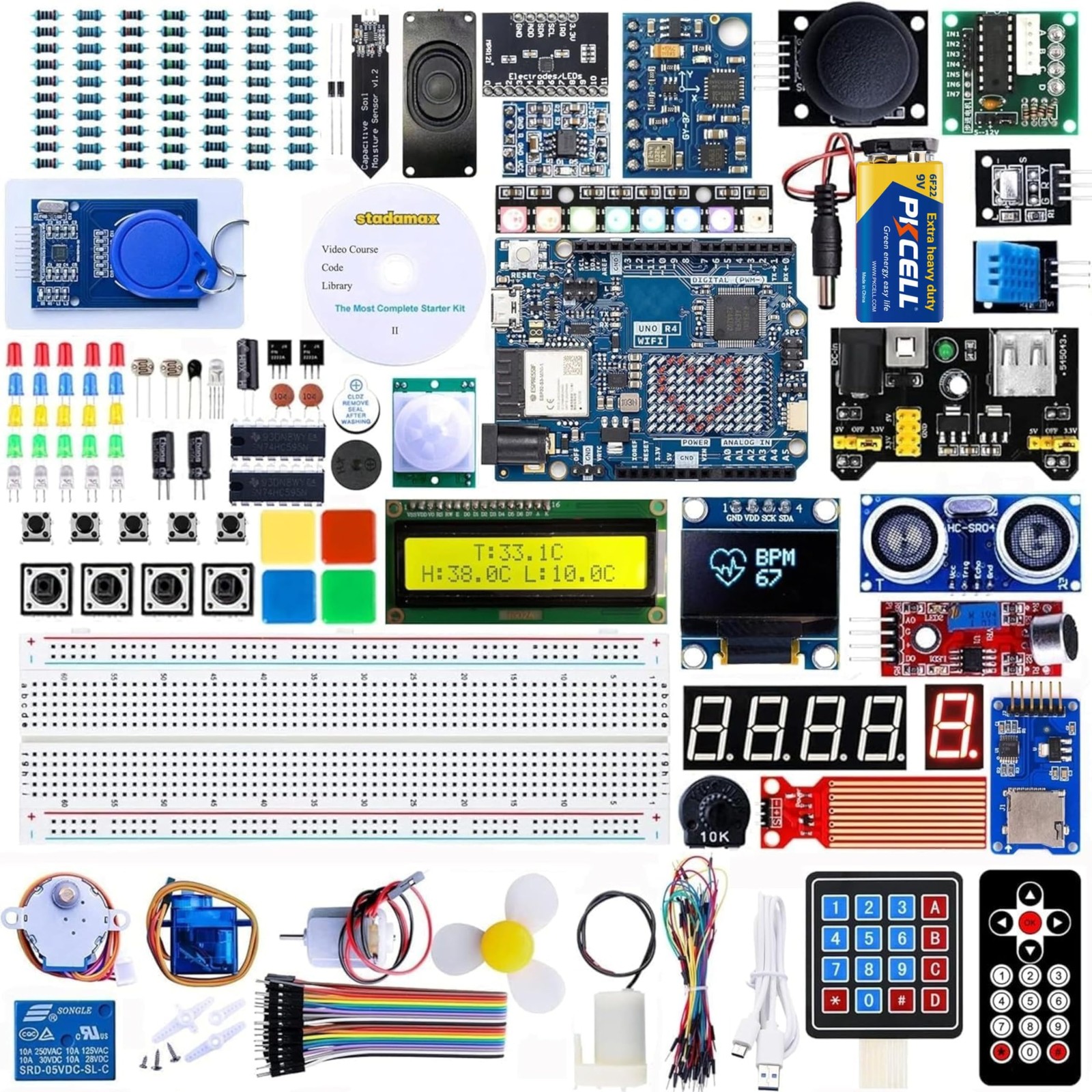 UNO R4 WiFi Super Starter Kit Compatible with Arduino IDE STEM Electronics Ci...