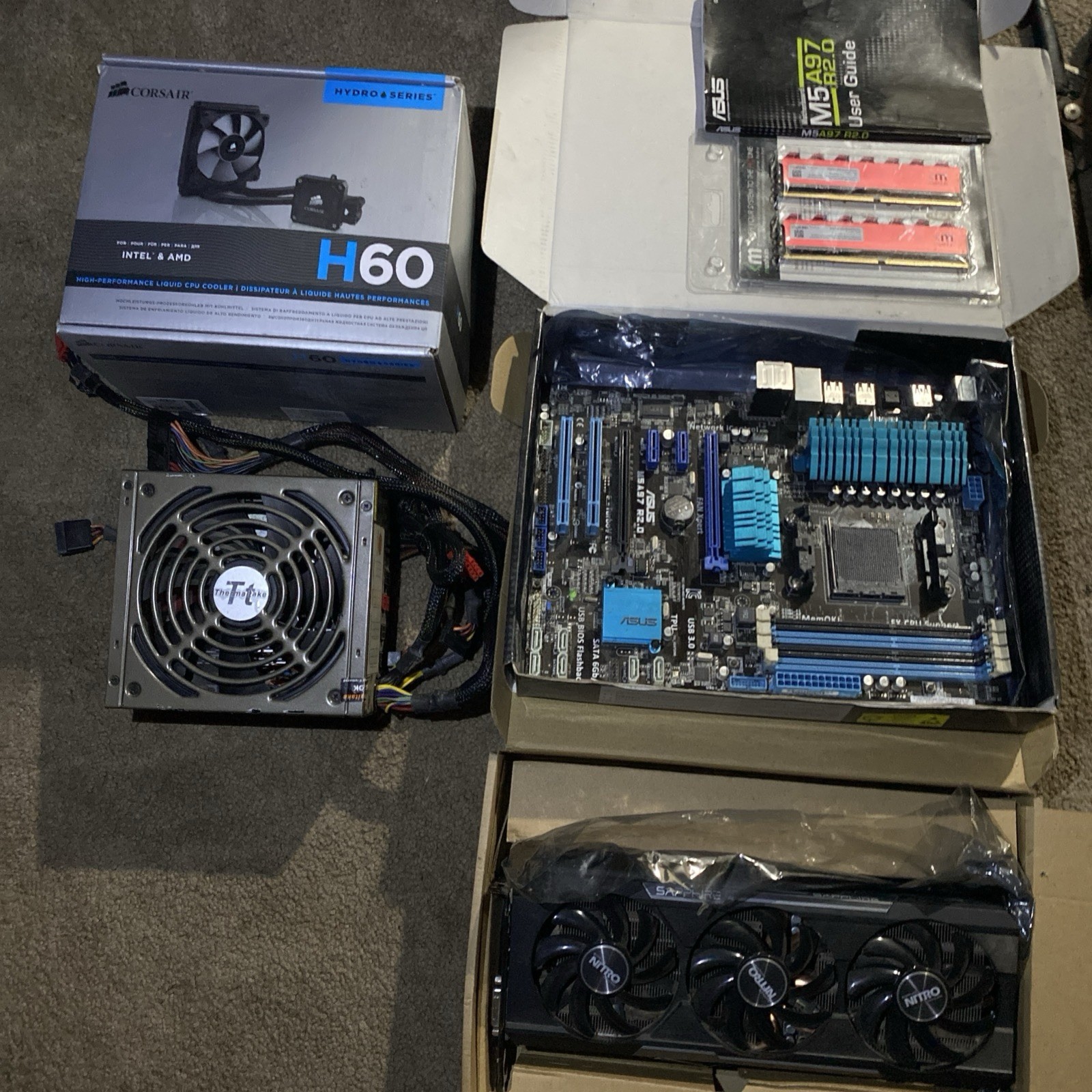Pc Gaming  ASUS M5A97 R2.0 Motherboard Power supply Ram Cooler Graphics Card
