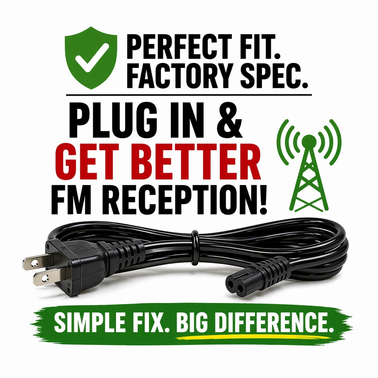 Bose Wave Radio BAD FM Reception Fix – OEM Power Cord Antenna Replacement -  NEW