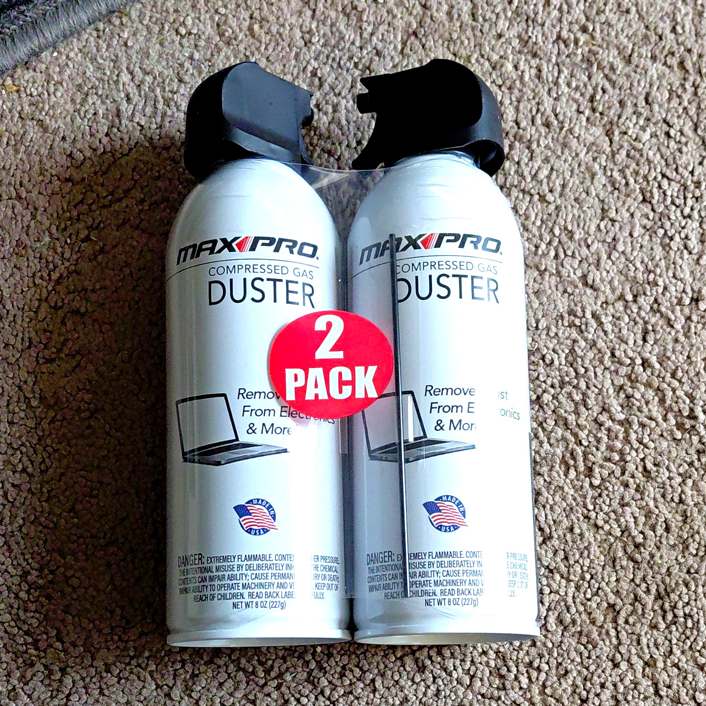 MaxiPro Compressed Gas Duster 2-Pack 8 oz Cans All-Purpose Cleaner