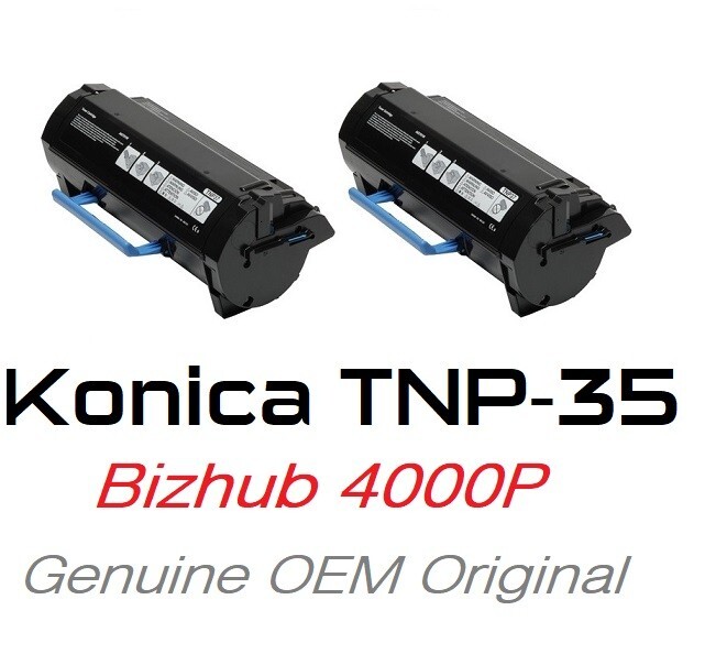 2 MOSTLY NEW GENUINE KONICA MINOLTA BIZHUB 4000P TONERS TNP35 A63W01F 75% 70%