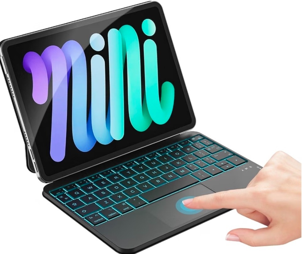ZYNTHRALIX Keyboard Case for iPad Mini 7 6 8.3" Backlit Trackpad Black