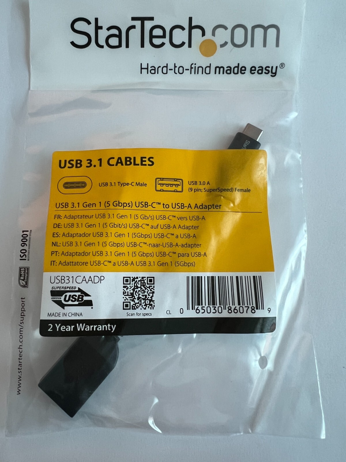 STARTECH.COM USB 3.1 USB-C to USB-A M/F SuperSpeed 6 Inches