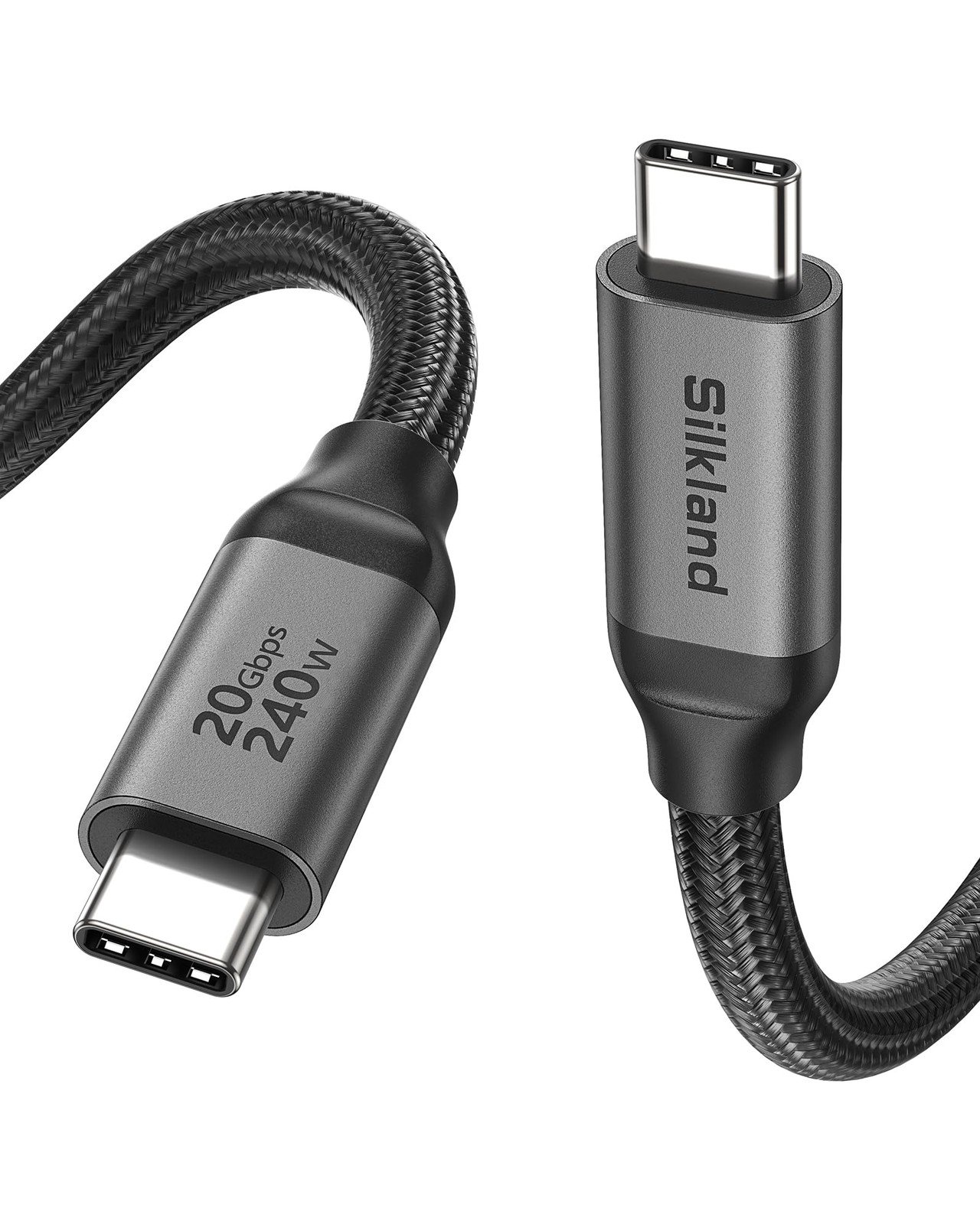 Silkland USB C Monitor Cable 3.3ft 8K 4K 144Hz 240W Fast Charge Grey