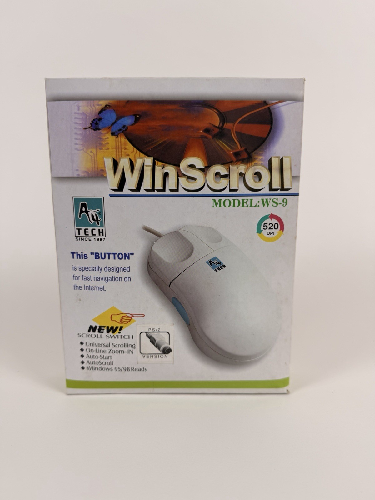 Vintage A4 Tech WinScroll WS-9 PS/2 Mouse Factory Sealed Windows 95/98 NOS