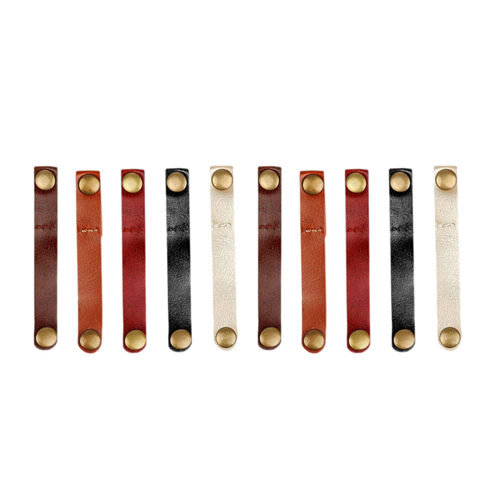 10pcs Leather Cable Clips Retro Leather Cord Organizer USB Cable Tie Keeper