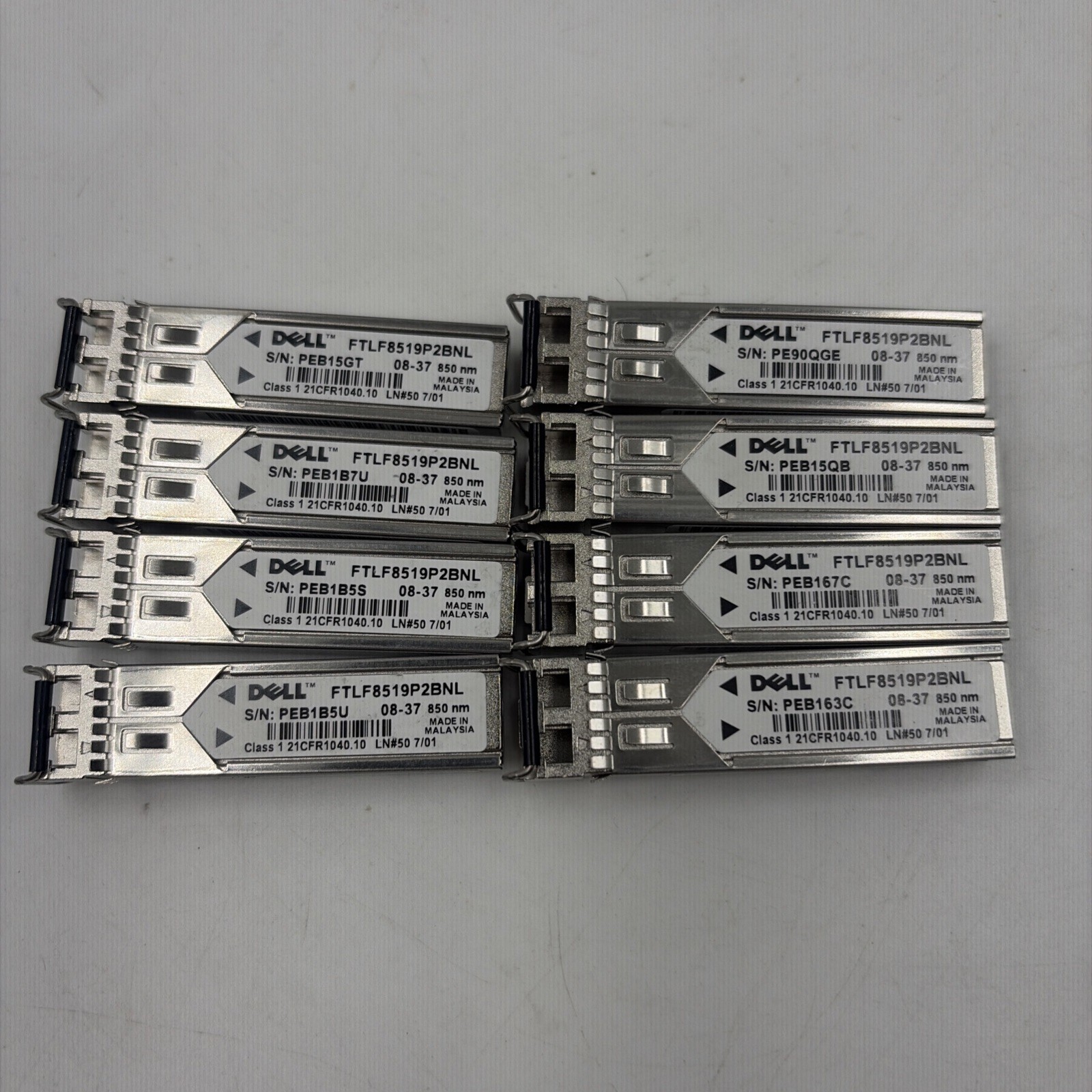 8x Genuine Dell 1000Base-SX SFP 1G Transceiver Module FTLF8519P2BNL